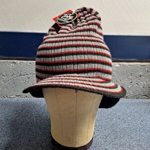 Toby & Me  "Red Striped Peaked Beanie" Snowboarding Beanie 2014, One Size, NWT